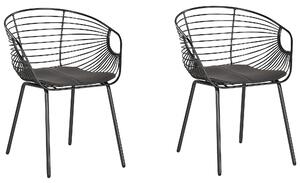 Zestaw 2 krzeseł metalowych do jadalni z poduszką z ekoskóry czarny Hoback Beliani
