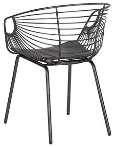 Zestaw 2 krzeseł metalowych do jadalni z poduszką z ekoskóry czarny Hoback Beliani