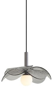Designerska lampa wisząca srebrna z przydymionym szkłem - Kemner