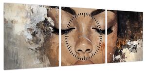 Obraz - Portret kobiety (z zegarem) (90x30 cm)
