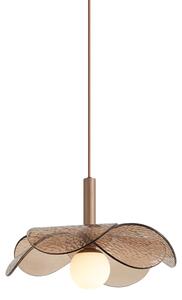 Designerska lampa wisząca ciemny brąz z bursztynowym szkłem - Kemner