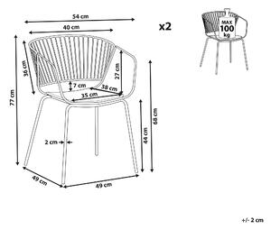 Zestaw 2 krzeseł do jadalni srebrny czarna poduszka na siedzenie z ekoskóry Rigby Beliani