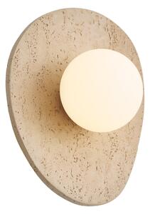 Lampa ścienna Japandi organiczna z naturalnego kamienia i opalowego szkła - Josie