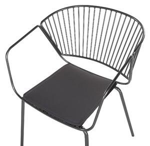 Zestaw 2 krzeseł do jadalni czarny czarna poduszka na siedzenie z ekoskóry Rigby Beliani