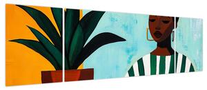 Obraz - Kobieta z kwiatem (170x50 cm)