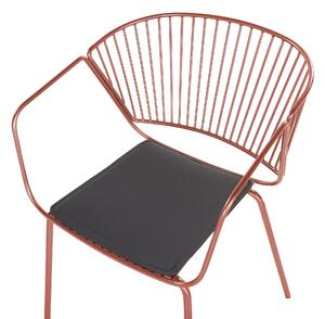 Zestaw 2 krzeseł czarna poduszka na siedzenie z ekoskóry czerwony miedziany Rigby Beliani