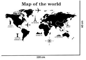 PIPPER | Naklejka na ścianę "Mapa świata" 120x70 cm