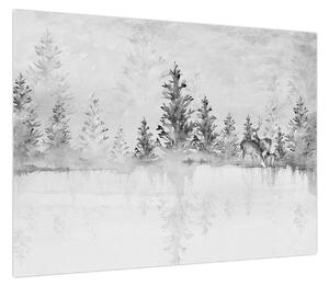 Obraz - Jeleń nad jeziorem (70x50 cm)