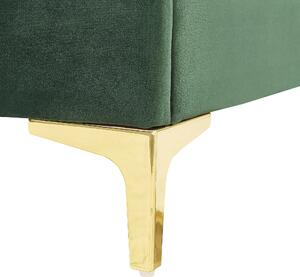 Łóżko welurowe zielone 140 x 200 cm tapicerowane złote metalowe nóżki Limoux Beliani