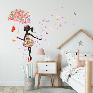 Naklejka na ścianę "Dziewczyna z motylami" 170x145 cm