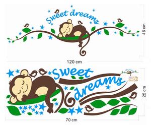 PIPPER | Naklejka na ścianę "Małpka - Słodkie sny" 120x46 cm