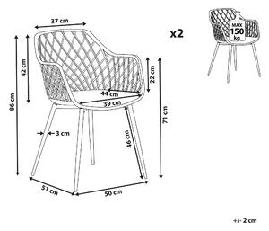 Nowoczesny zestaw 2 krzeseł do jadalni z podłokietnikami szary Nashua Beliani