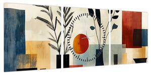 Obraz - Kubistyczne wazony (z zegarem) (90x30 cm)
