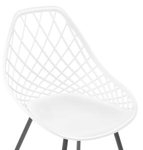 Zestaw 2 krzeseł do jadalni biały metalowe nogi ażurowe oparcie syntetyczne Canton Beliani