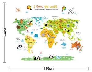 PIPPER | Naklejka na ścianę "Kolorowa mapa świata" 88x110 cm