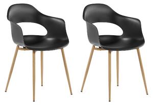 Zestaw 2 krzeseł do jadalni plastikowych drewniane nóżki czarny Utica Beliani