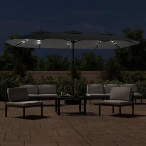 Podwójny parasol ogrodowy z LED, antracytowy, 449x265 cm