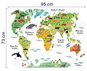 PIPPER | Naklejka na ścianę "Kolorowa mapa świata 2" 95x73 cm