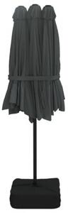 Podwójny parasol ogrodowy z LED, antracytowy, 449x265 cm