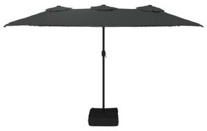 Podwójny parasol ogrodowy z LED, antracytowy, 449x265 cm