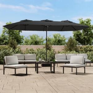 Podwójny parasol ogrodowy z LED, antracytowy, 449x265 cm