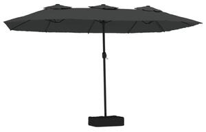 Podwójny parasol ogrodowy z LED, antracytowy, 449x265 cm