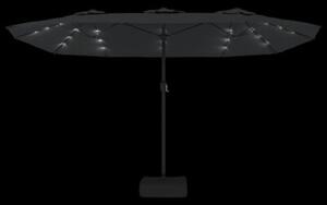 Podwójny parasol ogrodowy z LED, antracytowy, 449x265 cm