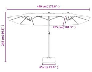 Podwójny parasol ogrodowy z LED, antracytowy, 449x265 cm
