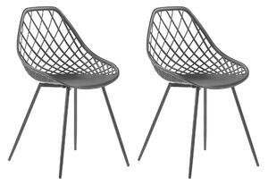Zestaw 2 krzeseł do jadalni czarny metalowe nogi ażurowe oparcie syntetyczne Canton Beliani