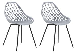 Zestaw 2 krzeseł do jadalni szary metalowe nogi ażurowe oparcie syntetyczne Canton Beliani