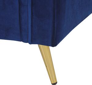 Fotel niebieski welurowy złote metalowe nogi okrągłe podłokietniki Vietas Beliani