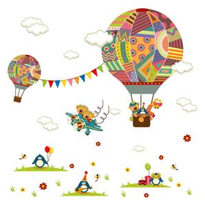PIPPER | Naklejka na ścianę "Latające balony ze zwierzętami" 75x78 cm