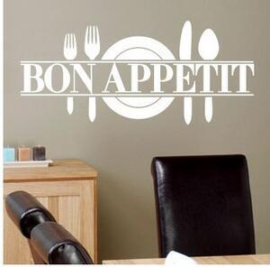 Naklejka na ścianę "Bon Appetit" biała 60x25 cm