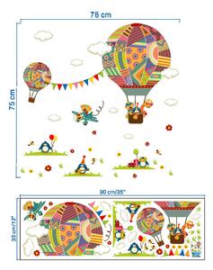 PIPPER | Naklejka na ścianę "Latające balony ze zwierzętami" 75x78 cm