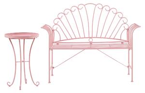 Zestaw mebli balkonowych różowy vintage metalowy ławka dwuosobowa stolik Cavinia Beliani