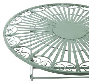 Metalowy stolik balkonowy okrągły 70 cm ozdobny zielony Trento Beliani