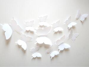 Naklejka na ścianę "Plastikowe motyle 3D - Białe" 12szt 5-10 cm