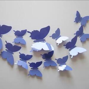 Naklejka na ścianę "Plastikowe motyle 3D - Fioletowe" 12szt 5-10 cm