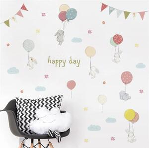 PIPPER | Naklejka na ścianę "Króliki z balonami" 100x76 cm