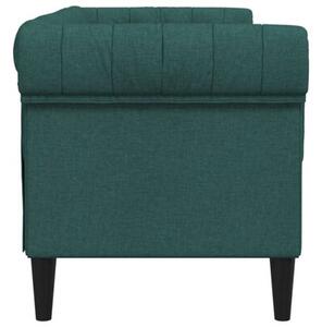 Sofa chesterfield, dwuosobowa, ciemnozielona, obita tkaninÄ