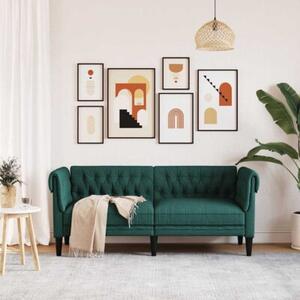 Sofa chesterfield, dwuosobowa, ciemnozielona, obita tkaninÄ
