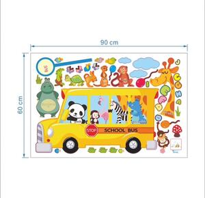 PIPPER | Naklejka na ścianę "Autobus ze zwierzętami" 170x100 cm