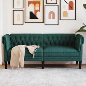 Sofa chesterfield, dwuosobowa, ciemnozielona, obita tkaninÄ