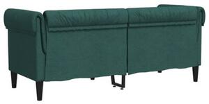 Sofa chesterfield, dwuosobowa, ciemnozielona, obita tkaninÄ