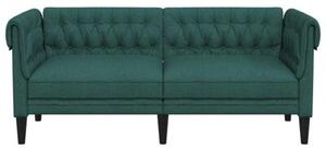 Sofa chesterfield, dwuosobowa, ciemnozielona, obita tkaninÄ