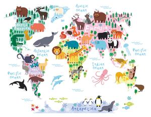 PIPPER | Naklejka na ścianę "Kolorowa mapa świata 3" 70x90 cm