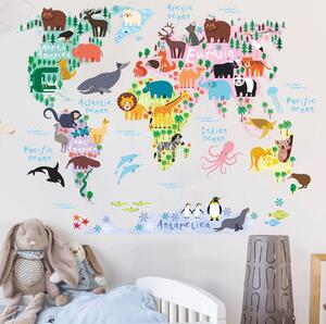 PIPPER | Naklejka na ścianę "Kolorowa mapa świata 3" 70x90 cm