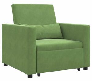 Sofa 3w1 z aksamitu w kolorze jasnozielonym - nowoczesny fotel, leÅ¼anka i ÅÃ³Å¼ko w jednym
