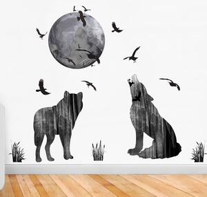Naklejka na ścianę - "Wilki i Księżyc" 70x85cm