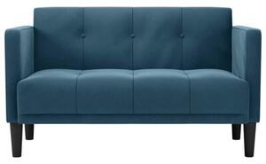 Sofa dwuosobowa niebieska 111 cm aksamitna